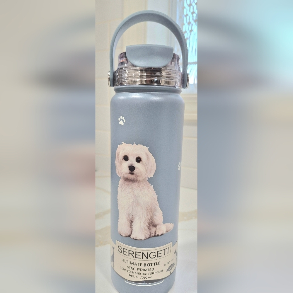 Maltese  Serengeti Medium Blue  Water Bottle